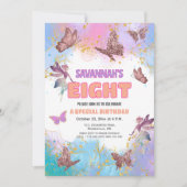 Invitation Butterflies Fairy Gold Glitter 8th Birthday Party (Devant)