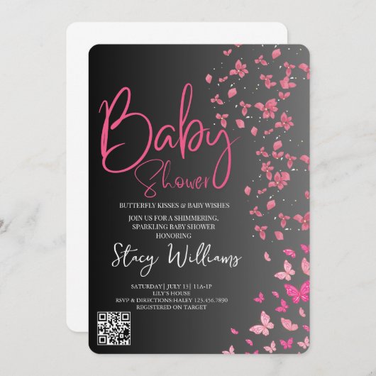 Invitation Butterfly Baby Shower (Devant / Derrière)