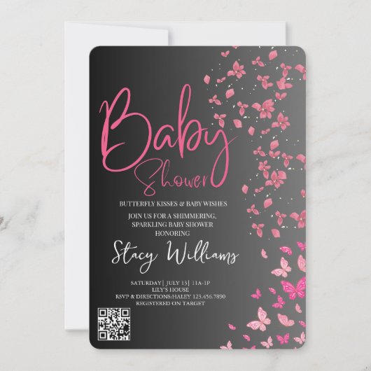Invitation Butterfly Baby Shower (Devant)