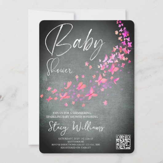 Invitation Butterfly Baby Shower (Devant)