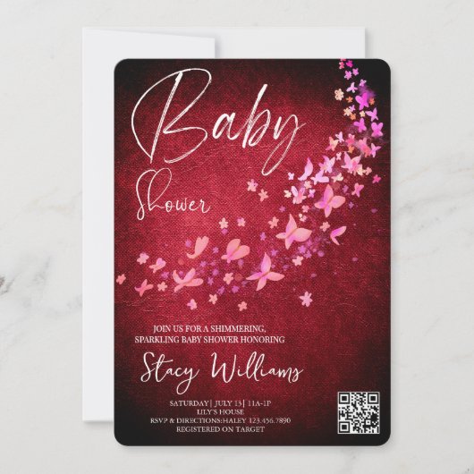 Invitation Butterfly Baby Shower (Devant)