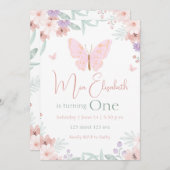 Invitation Butterfly Birthday (Devant / Derrière)