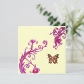 Invitation BUTTERFLY, blanc rose vif (Debout devant)