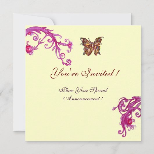 Invitation BUTTERFLY, blanc rose vif (Dos)
