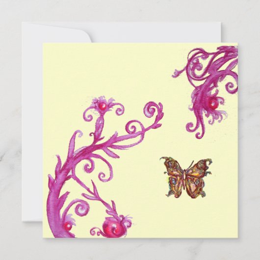 Invitation BUTTERFLY, blanc rose vif (Devant)