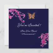 Invitation BUTTERFLY, bleu rose vif (Dos)