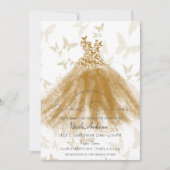 Invitation Butterfly Dance Gold Sparkle robe Fête des mariées (Devant)