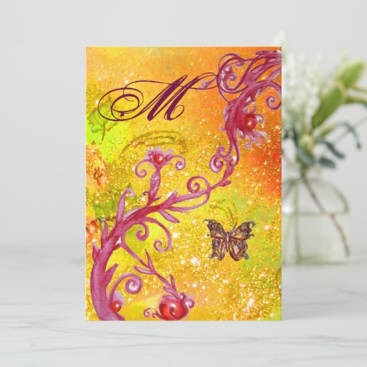 Invitation BUTTERFLY DANS SPARKLES 2 Élégant Monogramme de ma (Debout devant)