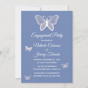 Invitation Butterfly Engagement Party Blue Butterflies