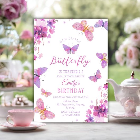 Invitation Butterfly First Birthday