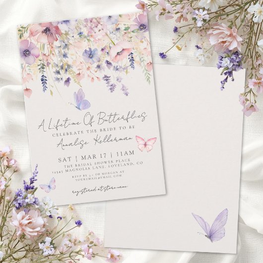 Invitation Butterfly Floral Bridal Shower