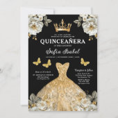 Invitation Butterfly Floral Gold Princess Quinceanera (Devant)