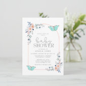 Invitation Butterfly Floral Whimsical Girl Baby shower (Debout devant)