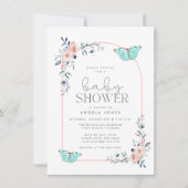 Invitation Butterfly Floral Whimsical Girl Baby shower (Devant)