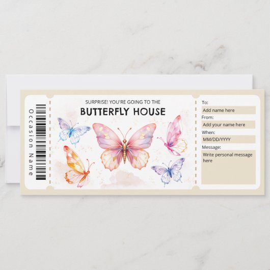 Invitation  Butterfly House Gift Certificate (Devant)