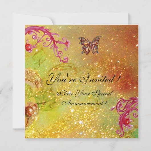 Invitation BUTTERFLY IN SPARKLES 2, Soirée de mariage élégant (Dos)