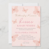 Invitation Butterfly Kisses Wishes gender neutral baby shower (Devant)
