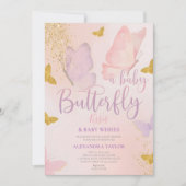 Invitation Butterfly Kisses Wishes gender neutral baby shower (Devant)