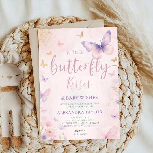 Invitation Butterfly Kisses Wishes spring summer fall winter