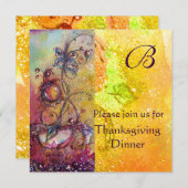 Invitation BUTTERFLY PLANTE MONOGRAM Thanksgiving Dîner Senti (Devant / Derrière)