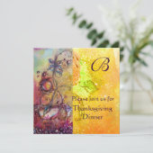 Invitation BUTTERFLY PLANTE MONOGRAM Thanksgiving Dîner Senti (Debout devant)