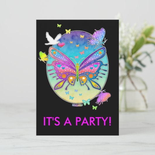 Invitation - BUTTERFLY POP ART (Debout devant)