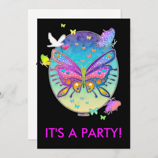 Invitation - BUTTERFLY POP ART (Devant / Derrière)