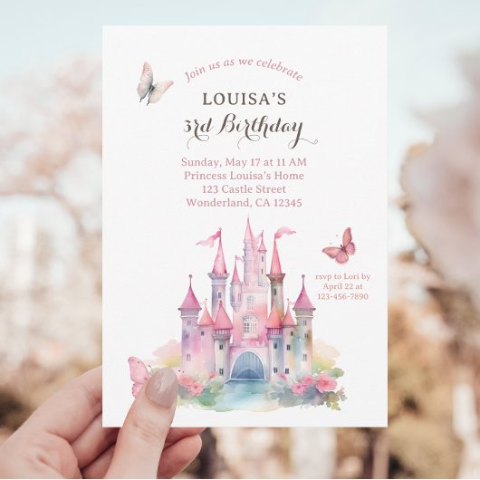 Invitation Butterfly Princess Castle Fairytale Anniversaire