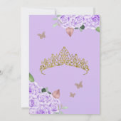 Invitation Butterfly Purple Floral Rose et Gold Quinceanera (Dos)