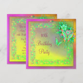 Invitation Butterfly Rainbow Girls 10th Birthday Party (Devant / Derrière)