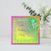 Invitation Butterfly Rainbow Girls 10th Birthday Party (Debout devant)