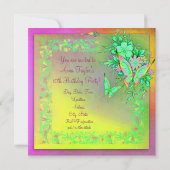 Invitation Butterfly Rainbow Girls 10th Birthday Party (Dos)
