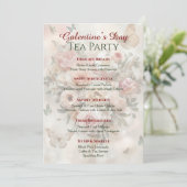 Invitation Butterfly Rococo Rose Galentine Garden Brunch Menu (Debout devant)