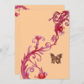 Invitation BUTTERFLY, rouge clair orange (Devant / Derrière)