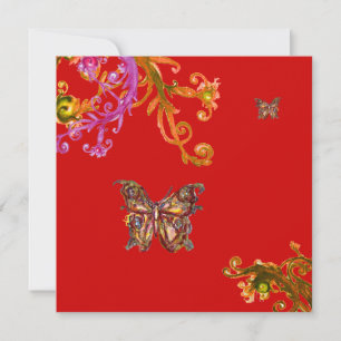 Invitation BUTTERFLY, rouge rose vif