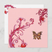Invitation BUTTERFLY, rouge rose vif (Devant / Derrière)