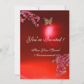 Invitation BUTTERFLY ROUGE RUBY rose vif (Dos)