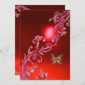Invitation BUTTERFLY ROUGE RUBY rose vif (Devant / Derrière)