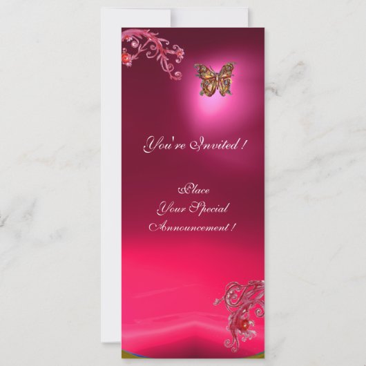 Invitation BUTTERFLY RUBY, violet rose vif (Dos)