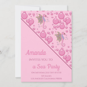 Invitation Butterfly Seahorse Custom Sea Party rose