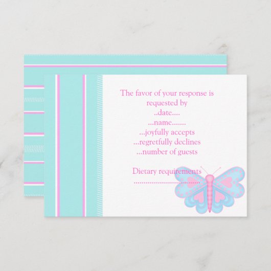 INVITATION BUTTERFLY SOUHAITE RSVP (Devant / Derrière)