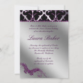 Invitation Butterfly Sweet 16 Damask Violet Paille (Dos)