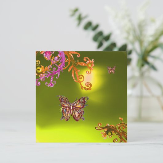 Invitation BUTTERFLY TOPAZ JAUNE, rose vif orange brun (Debout devant)