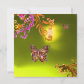 Invitation BUTTERFLY TOPAZ JAUNE, rose vif orange brun (Devant)