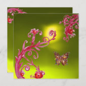 Invitation BUTTERFLY TOPAZ JAUNE rose vif, rouge (Devant / Derrière)