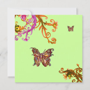 Invitation BUTTERFLY, vert jaune rose vif