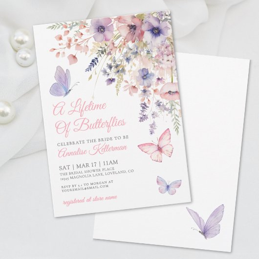 Invitation Butterfly Wildflower Bridal Shower
