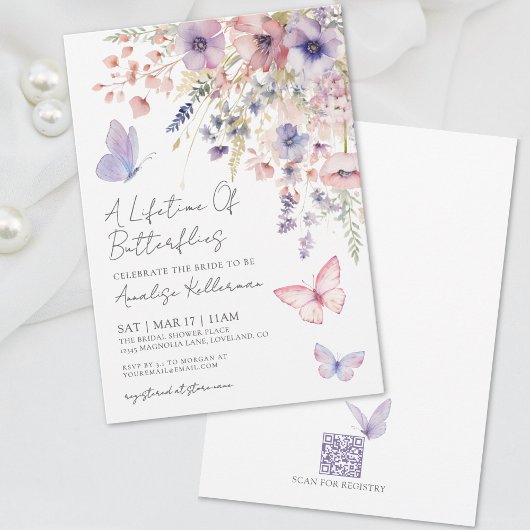 Invitation Butterfly Wildflower Bridal Shower