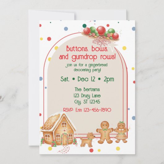 Invitation Buttons, Bows, & Gumdrop Rows Gingerbread (Devant)