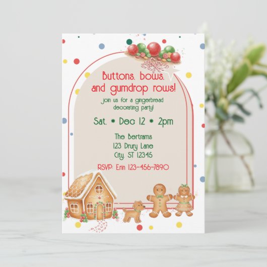 Invitation Buttons, Bows, & Gumdrop Rows Gingerbread (Debout devant)